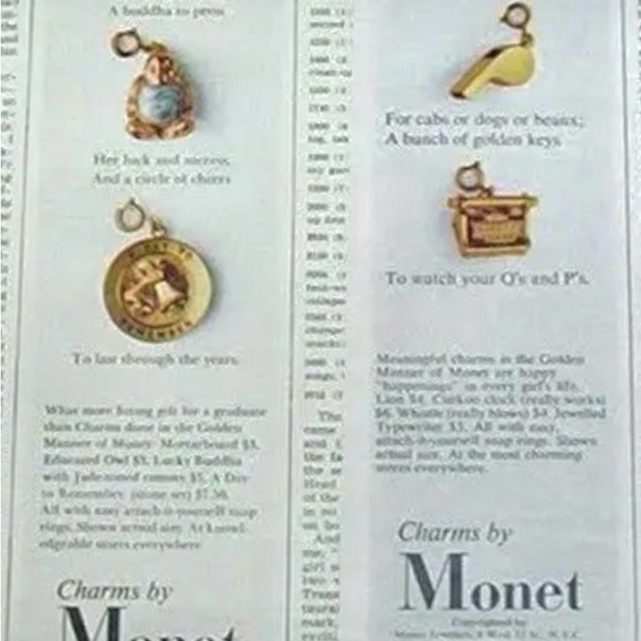 Vintage 1970s Monet Charm Necklace with 3 Charms - Picture 7 of 9